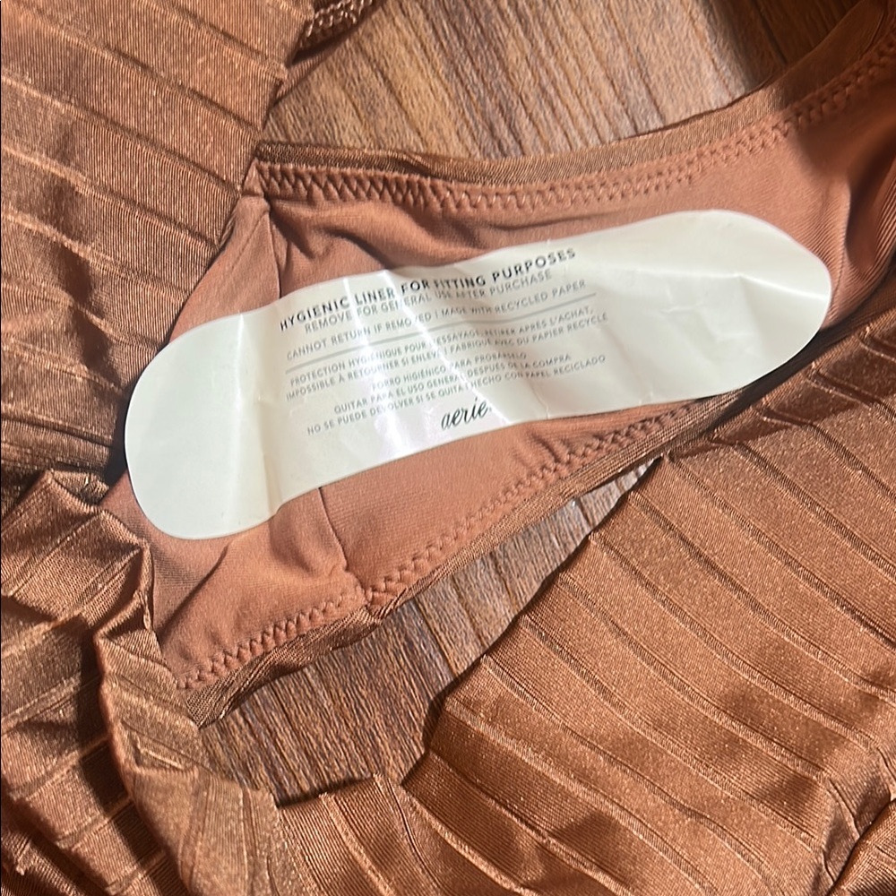 Aerie Brown Ribbed Cheeky Bikini Bottom - Picture 3 of 4